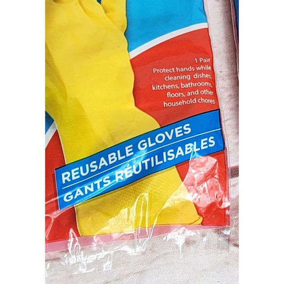 Brillo Basics Medium Textured Grip Yellow Latex Reusable Gloves - Picture 10 of 10